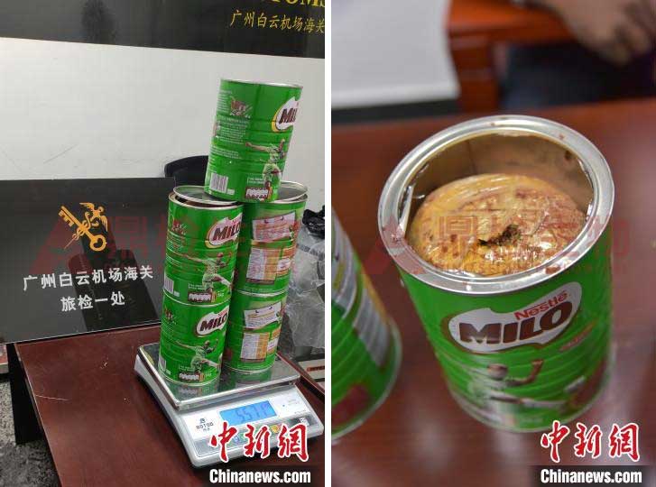 巧克力粉罐夹藏大麻，广州海关查获走私毒品进境案